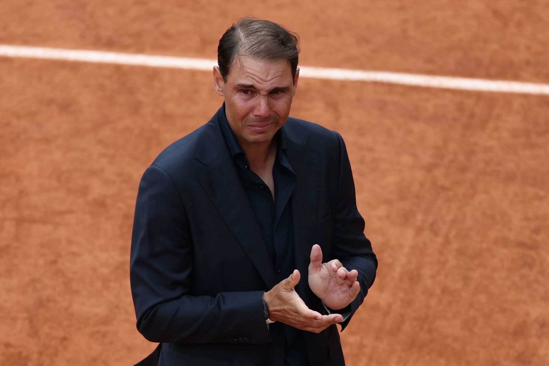 Rafael Nadal during the 2025 French Open tribute ceremony in his honor (Source: Getty)
